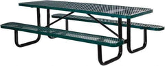 Vestil - 96" Long x 61-5/8" Wide x 30.38" High Stationary Activity/Utility Table without Back Rests - Green, Steel - USA Tool & Supply