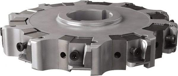 Seco - Arbor Hole Connection, 0.63" Cutting Width, 1.98" Depth of Cut, 160mm Cutter Diam, 1.5748" Hole Diam, 10 Tooth Indexable Slotting Cutter - 335.25 Toolholder, XNHQ, LNHQ Insert, Right Hand Cutting Direction - USA Tool & Supply