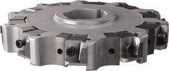Seco - Arbor Hole Connection, 0.63" Cutting Width, 1.98" Depth of Cut, 160mm Cutter Diam, 1.5748" Hole Diam, 10 Tooth Indexable Slotting Cutter - 335.25 Toolholder, XNHQ, LNHQ Insert, Right Hand Cutting Direction - USA Tool & Supply