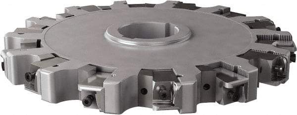 Seco - Arbor Hole Connection, 1.26" Cutting Width, 3.476" Depth of Cut, 250mm Cutter Diam, 1.9685" Hole Diam, 7 Tooth Indexable Slotting Cutter - 335.25 Toolholder, XNHQ, LNHQ Insert, Right Hand Cutting Direction - USA Tool & Supply