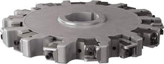 Seco - Arbor Hole Connection, 1.26" Cutting Width, 3.476" Depth of Cut, 250mm Cutter Diam, 1.9685" Hole Diam, 7 Tooth Indexable Slotting Cutter - 335.25 Toolholder, XNHQ, LNHQ Insert, Right Hand Cutting Direction - USA Tool & Supply
