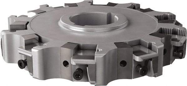 Seco - Arbor Hole Connection, 0.63" Cutting Width, 1.98" Depth of Cut, 160mm Cutter Diam, 1.5748" Hole Diam, 10 Tooth Indexable Slotting Cutter - 335.25 Toolholder, XNHQ, LNHQ Insert, Right Hand Cutting Direction - USA Tool & Supply