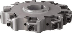 Seco - Arbor Hole Connection, 0.63" Cutting Width, 1.98" Depth of Cut, 160mm Cutter Diam, 1.5748" Hole Diam, 10 Tooth Indexable Slotting Cutter - 335.25 Toolholder, XNHQ, LNHQ Insert, Right Hand Cutting Direction - USA Tool & Supply
