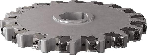 Seco - Arbor Hole Connection, 0.63" Cutting Width, 4.413" Depth of Cut, 12" Cutter Diam, 2" Hole Diam, 18 Tooth Indexable Slotting Cutter - 335.25 Toolholder, XNHQ, LNHQ Insert, Right Hand Cutting Direction - USA Tool & Supply