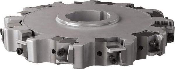 Seco - Arbor Hole Connection, 1.26" Cutting Width, 2.413" Depth of Cut, 8" Cutter Diam, 2" Hole Diam, 6 Tooth Indexable Slotting Cutter - 335.25 Toolholder, XNHQ, LNHQ Insert, Right Hand Cutting Direction - USA Tool & Supply