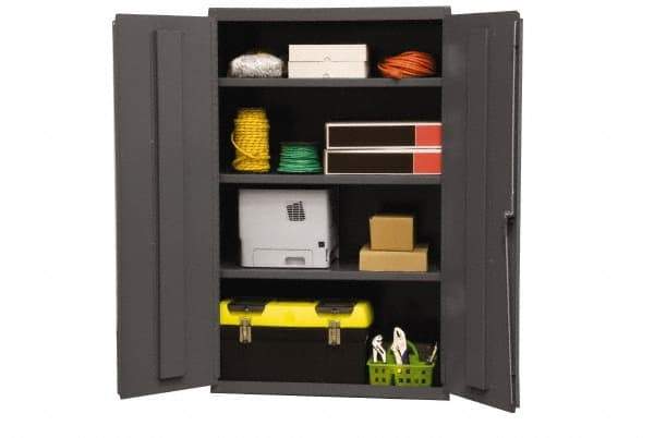 Durham - 3 Shelf Locking Storage Cabinet - Steel, 36" Wide x 18" Deep x 60" High, Gray - USA Tool & Supply