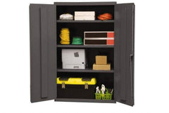 Durham - 3 Shelf Locking Storage Cabinet - Steel, 36" Wide x 18" Deep x 60" High, Gray - USA Tool & Supply