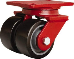 Hamilton - 4" Diam x 2" Wide x 5-5/8" OAH Top Plate Mount Swivel Caster - Polyurethane Mold onto Cast Iron Center, 1,900 Lb Capacity, Sealed Precision Ball Bearing, 4-1/2 x 6-1/2" Plate - USA Tool & Supply