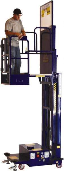 Ballymore - 650 Lb Capacity, 186" Lift Height, Battery Operated Power Stocker Lift with Safety Sensor - 186" Lift Height, Battery Operated - USA Tool & Supply