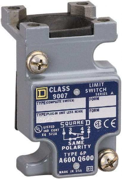 Square D - 4.2 Inch Long, Zinc Body, Limit Switch Plug In Unit - For Use with 9007, 9007C - USA Tool & Supply