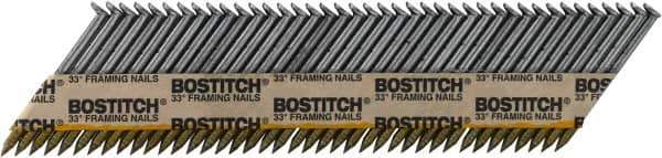 Stanley Bostitch - 11 Gauge 0.131" Shank Diam 3-1/2" Long Framing Nails for Power Nailers - Steel, Bright Finish, Smooth Shank, Angled Stick Paper Tape Collation, Round Head - USA Tool & Supply