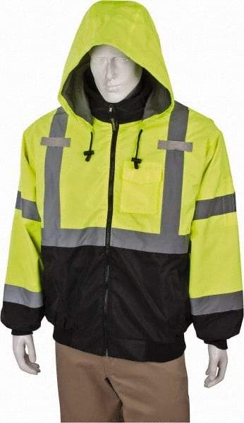 OccuNomix - Size L Cold Weather & High Visibility Jacket - High Visbility Yellow, Polyester, Zipper Closure - USA Tool & Supply