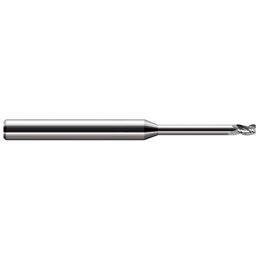 Corner Radius End Mill: 0.062″ Dia, 3/32″ LOC, 0.008″ Radius, 3 Flutes, Solid Carbide 2-1/2″ OAL, 1/8″ Shank Dia, 30 ° Helix, Bright/Uncoated, Corner Radius End