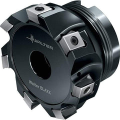 Walter - 9 Inserts, 100mm Cut Diam, 32mm Arbor Diam, 12mm Max Depth of Cut, Indexable Square-Shoulder Face Mill - 50mm High, LN.. 1306.. Insert Compatibility, Through Coolant, Series Blaxx - USA Tool & Supply