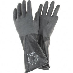 Ansell - 14 mil Thick, Chemical Resistant Gloves - SZ 9 14"14ML BLK 1/PR CHEM-TEK RGH FIN CHEM GLV - USA Tool & Supply