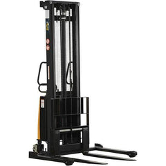 Vestil - 2,000 Lb Capacity, 150" Lift Height, Battery Powered Stacker - 2-1/8" Lowered Height, 42" Fork Length, 58" Overall Width - USA Tool & Supply