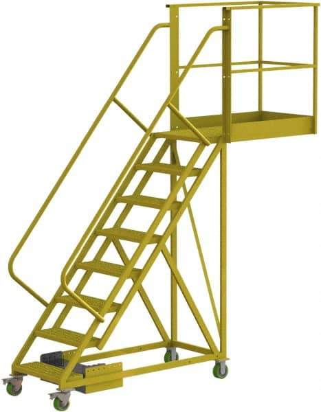 TRI-ARC - 122" 8 Step Configurable Cantilever Ladder - Unsupported, 300 Lb Capacity, 80" Platform Height, 30" Base Width x 109" Base Depth, Serrated - USA Tool & Supply