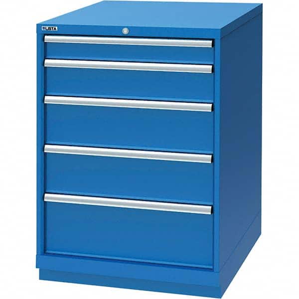 LISTA - 5 Drawer, 60 Compartment Bright Blue Steel Modular Storage Cabinet - USA Tool & Supply