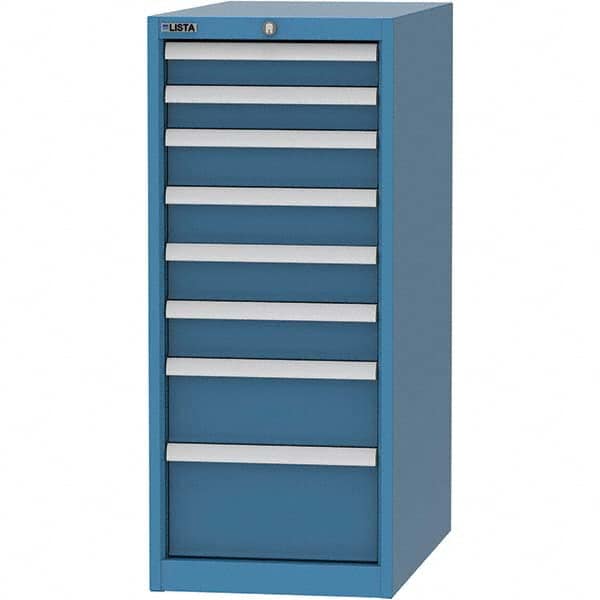 LISTA - 8 Drawer, 45 Compartment Bright Blue Steel Modular Storage Cabinet - USA Tool & Supply