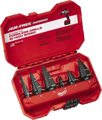 Milwaukee Tool - 1/8 to 1-1/8", Oxide Finish, High Speed Steel Step Drill Bit Set - USA Tool & Supply