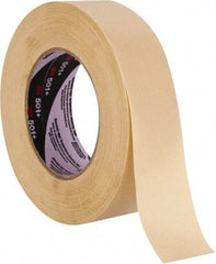 3M - 36mm Wide x 55 m Long Tan Paper Masking Tape - Series 501+, 7.3 mil Thick, 26 In/Lb Tensile Strength - USA Tool & Supply