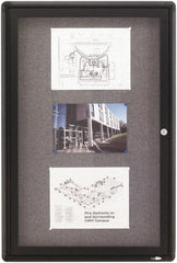 Quartet - 24" Wide x 36" High Enclosed Cork Bulletin Board - Gray - USA Tool & Supply