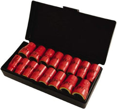 Wiha - 16 Piece 3/8" Drive Socket Set - 12 Points, 5/16" to 3/4" (8mm to 19mm) Range, Inch/Metric Measurement Standard - USA Tool & Supply