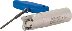 Iscar - 1-1/4" Cut Diam, 0.472" Max Depth of Cut, 1-1/4" Shank Diam, 4-1/4" OAL, Indexable Square Shoulder Helical End Mill - H490 AN.X 12 Inserts, Weldon Shank, 90° Lead Angle, Through Coolant, Series Helido - USA Tool & Supply