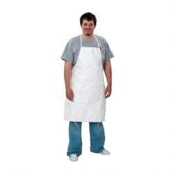 Dupont - 28" Wide x 36" Long x 6 mil Thick Bib Apron - Tyvek, White, Resists Aerosols, Liquid Splashes, Dry Particles - USA Tool & Supply