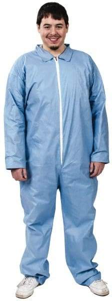 Dupont - Size XL FR Disposable Flame Resistant/Retardant Coveralls - Blue, Zipper Closure, Open Cuffs, Open Ankles, Serged Seams - USA Tool & Supply