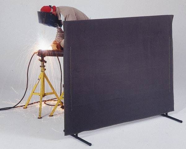 Singer Safety - 8 Ft. Wide x 6 Ft. High, 14 mil Thick Transparent Vinyl Portable Welding Screen Kit - Gray - USA Tool & Supply