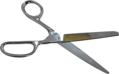 Heritage Cutlery - 4-1/4" LOC, 9" OAL Chrome Plated Standard Shears - Right Hand, Metal Straight Handle, For General Purpose Use - USA Tool & Supply