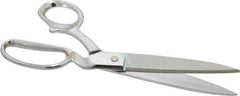 Heritage Cutlery - 4-3/4" LOC, 10" OAL Chrome Plated Standard Shears - Right Hand, Metal Bent Handle, For General Purpose Use - USA Tool & Supply