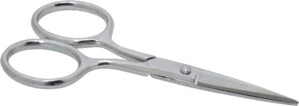 Heritage Cutlery - 1-3/8" LOC, 4" OAL Chrome Plated Double Sharp Point Scissors - Right Hand, Metal Straight Handle, For Sewing - USA Tool & Supply