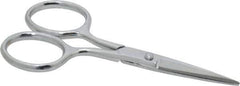 Heritage Cutlery - 1-3/8" LOC, 4" OAL Chrome Plated Double Sharp Point Scissors - Right Hand, Metal Straight Handle, For Sewing - USA Tool & Supply