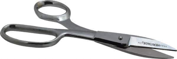 Heritage Cutlery - 2" LOC, 8" OAL Chrome Plated High Leverage Shears - Right Hand, Metal Straight Handle, For General Purpose Use - USA Tool & Supply