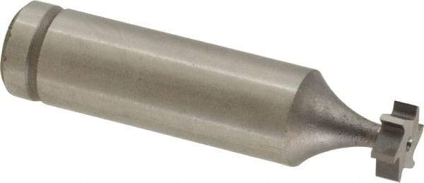 Made in USA - 3/8" Diam x 1/8" Face Width, Cobalt, 6 Teeth, Shank Connection Woodruff Keyseat Cutter - Uncoated, 2-1/8" OAL x 1/2" Shank, Straight Teeth, ANSI 403, Old Standard 213 - USA Tool & Supply