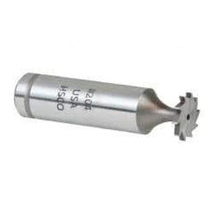 Made in USA - 1/2" Diam x 1/16" Face Width, Cobalt, 10 Teeth, Shank Connection Woodruff Keyseat Cutter - Uncoated, 2-1/16" OAL x 1/2" Shank, Straight Teeth, ANSI 204, Old Standard 1 - USA Tool & Supply