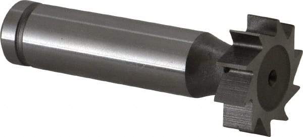Made in USA - 7/8" Diam x 1/4" Face Width, Cobalt, 10 Teeth, Shank Connection Woodruff Keyseat Cutter - Uncoated, 2-1/4" OAL x 1/2" Shank, Straight Teeth, ANSI 807, Old Standard A - USA Tool & Supply