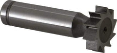 Made in USA - 7/8" Diam x 1/4" Face Width, Cobalt, 10 Teeth, Shank Connection Woodruff Keyseat Cutter - Uncoated, 2-1/4" OAL x 1/2" Shank, Straight Teeth, ANSI 807, Old Standard A - USA Tool & Supply