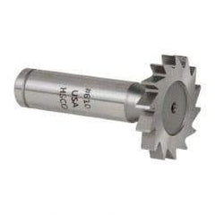 Made in USA - 1-1/4" Diam x 3/16" Face Width, Cobalt, 14 Teeth, Shank Connection Woodruff Keyseat Cutter - Uncoated, 2-3/16" OAL x 1/2" Shank, Straight Teeth, ANSI 610, Old Standard 19 - USA Tool & Supply