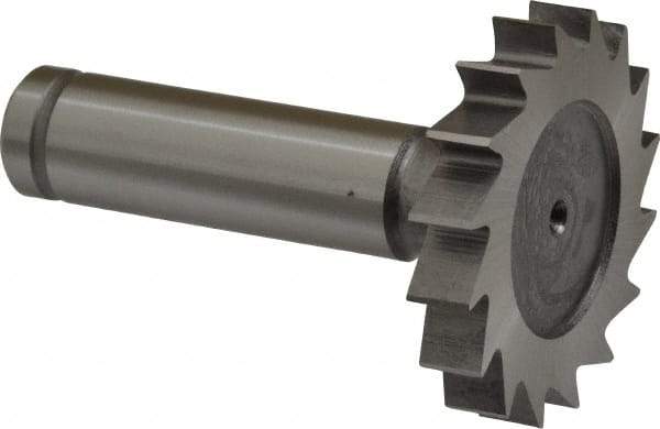 Made in USA - 1-1/2" Diam x 1/4" Face Width, Cobalt, 16 Teeth, Shank Connection Woodruff Keyseat Cutter - Uncoated, 2-1/4" OAL x 1/2" Shank, Straight Teeth, ANSI 812, Old Standard 24 - USA Tool & Supply