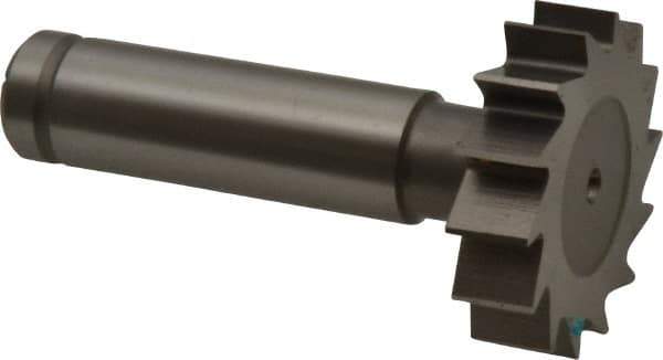 Made in USA - 1-1/4" Diam x 5/16" Face Width, Cobalt, 14 Teeth, Shank Connection Woodruff Keyseat Cutter - Uncoated, 2-5/16" OAL x 1/2" Shank, Straight Teeth, ANSI 1010, Old Standard D - USA Tool & Supply