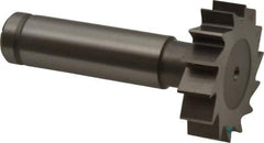 Made in USA - 1-1/4" Diam x 5/16" Face Width, Cobalt, 14 Teeth, Shank Connection Woodruff Keyseat Cutter - Uncoated, 2-5/16" OAL x 1/2" Shank, Straight Teeth, ANSI 1010, Old Standard D - USA Tool & Supply