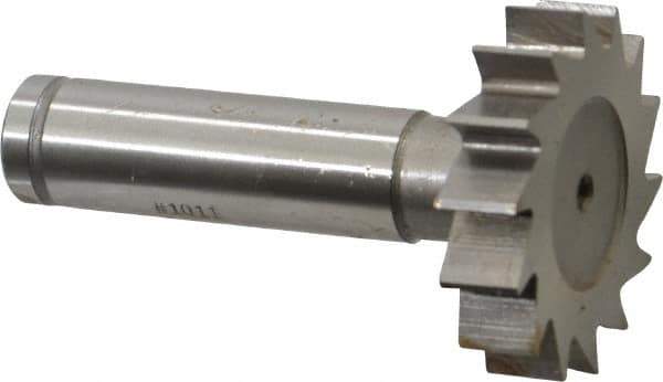 Made in USA - 1-3/8" Diam x 5/16" Face Width, Cobalt, 14 Teeth, Shank Connection Woodruff Keyseat Cutter - Uncoated, 2-5/16" OAL x 1/2" Shank, Straight Teeth, ANSI 1011, Old Standard 23 - USA Tool & Supply
