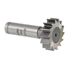 Made in USA - 1-1/4" Diam x 3/8" Face Width, Cobalt, 14 Teeth, Shank Connection Woodruff Keyseat Cutter - Uncoated, 2-3/8" OAL x 1/2" Shank, Straight Teeth, ANSI 1210, Old Standard E - USA Tool & Supply