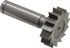 Made in USA - 1-3/8" Diam x 3/8" Face Width, Cobalt, 14 Teeth, Shank Connection Woodruff Keyseat Cutter - Uncoated, 2-3/8" OAL x 1/2" Shank, Straight Teeth, ANSI 1211, Old Standard F - USA Tool & Supply