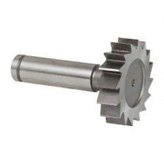 Made in USA - 1-1/2" Diam x 3/8" Face Width, Cobalt, 16 Teeth, Shank Connection Woodruff Keyseat Cutter - Uncoated, 2-3/8" OAL x 1/2" Shank, Straight Teeth, ANSI 1212, Old Standard G - USA Tool & Supply