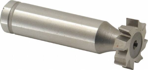 Made in USA - 3/4" Diam x 3/16" Face Width, Cobalt, 8 Teeth, Shank Connection Woodruff Keyseat Cutter - Uncoated, 2-3/16" OAL x 1/2" Shank, Staggered Teeth, ANSI 606, Old Standard 9 - USA Tool & Supply