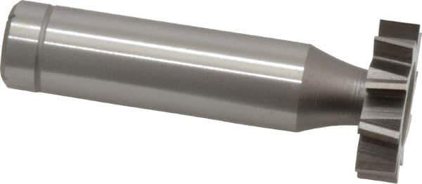 Made in USA - 7/8" Diam x 7/32" Face Width, Cobalt, 10 Teeth, Shank Connection Woodruff Keyseat Cutter - Uncoated, 2-7/32" OAL x 1/2" Shank, Staggered Teeth, ANSI 707, Old Standard 12 - USA Tool & Supply